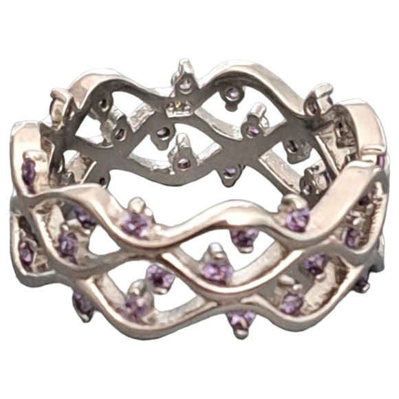 💍NEW‎ & BEAUTIFUL💍 Silver & Purple Ring  Size 9 - Picture 1 of 4